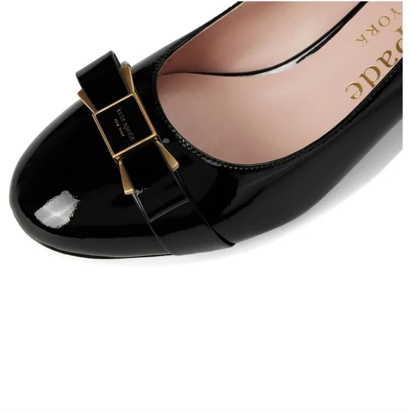 Kate Spade Bowdie Black Patent leather Wedges size 9 - Picture 6 of 7